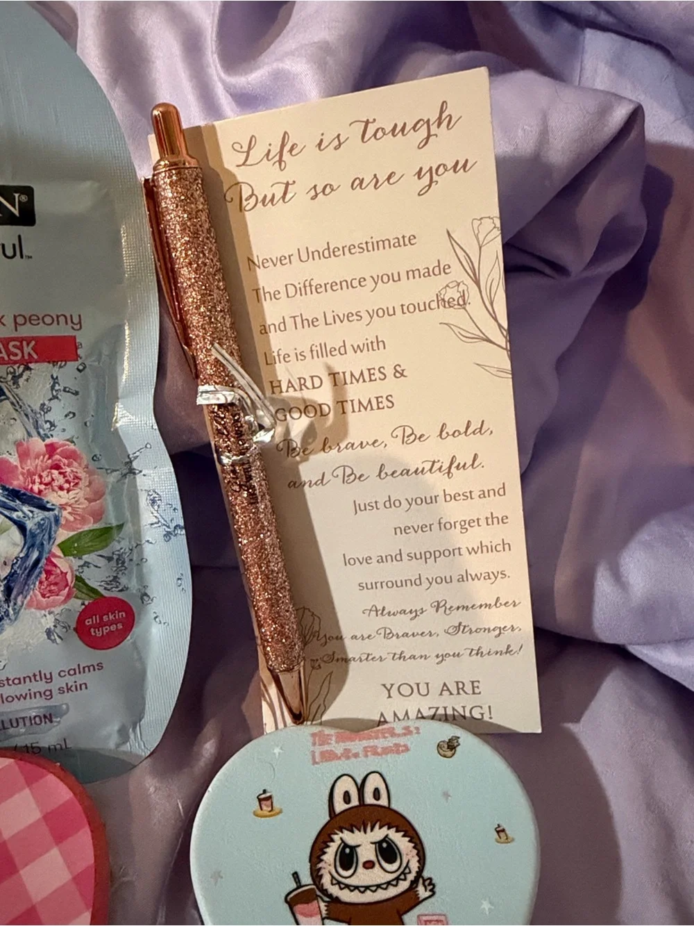 Claire’s Quilted Metallic Rose Gold Crossbody Bag and Women's Beauty Accessory